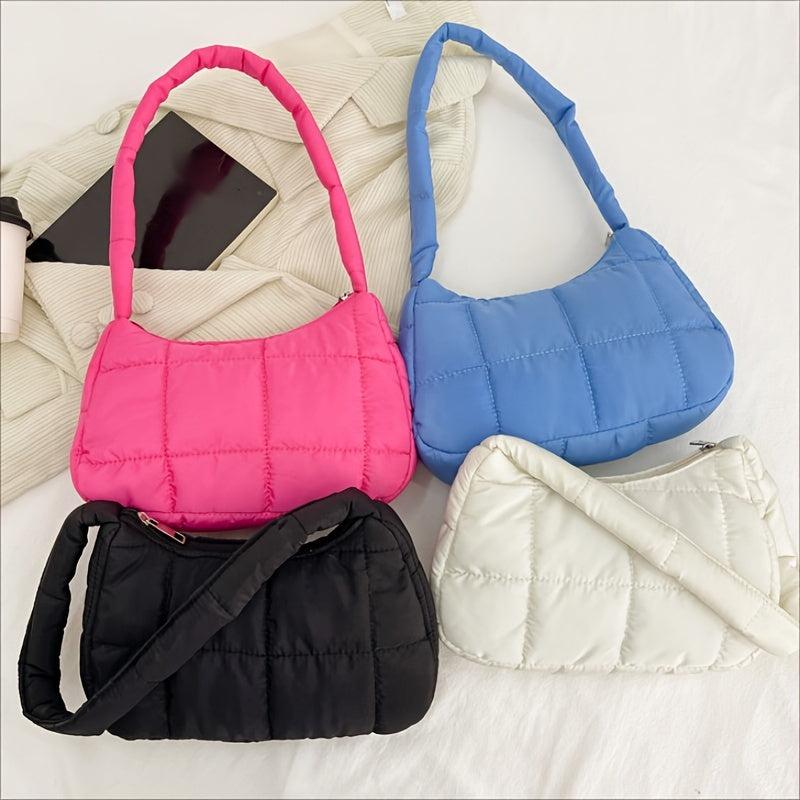 Quilted Shoulder Hobo Bag Padded Underarm Bag Casual Handbag & Purse