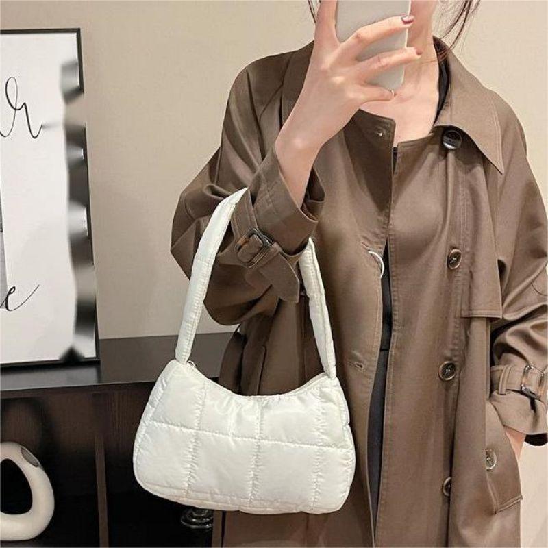 Quilted Shoulder Hobo Bag Padded Underarm Bag Casual Handbag & Purse