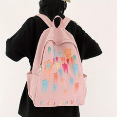 Rainbow Star Print Backpack Colorful Graffiti Schoolbag