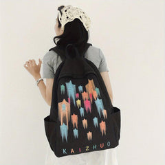 Rainbow Star Print Backpack Colorful Graffiti Schoolbag