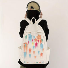 Rainbow Star Print Backpack Colorful Graffiti Schoolbag