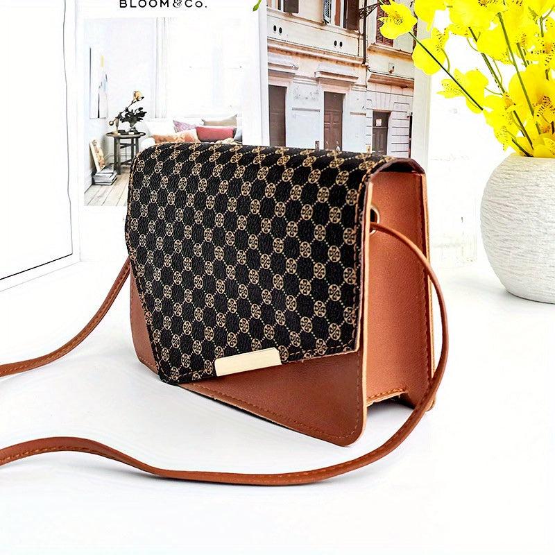Mini Retro Square Crossbody Bag PU Leather Textured Bag Purse