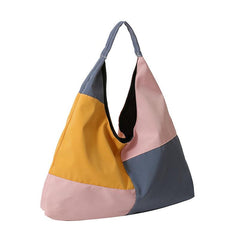 Colorblock Patchwork Shoulder Bag Large Capacity Hobo Bag