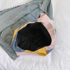 Colorblock Patchwork Shoulder Bag Large Capacity Hobo Bag