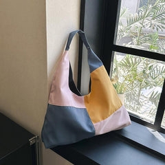Colorblock Patchwork Shoulder Bag Large Capacity Hobo Bag