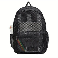 Large Capacity Mesh Backpack Heavy Duty Travel Daypack Preppy School Knapsack