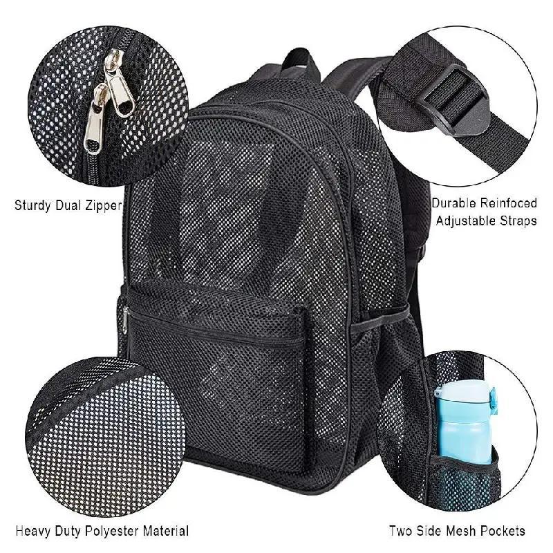 Large Capacity Mesh Backpack Heavy Duty Travel Daypack Preppy School Knapsack