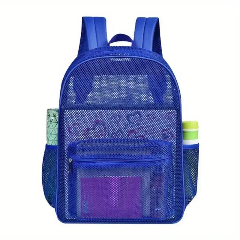 Large Capacity Mesh Backpack Heavy Duty Travel Daypack Preppy School Knapsack