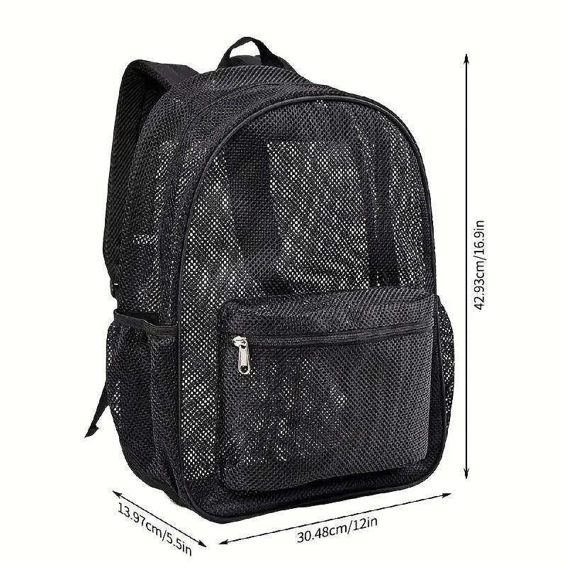 Large Capacity Mesh Backpack Heavy Duty Travel Daypack Preppy School Knapsack