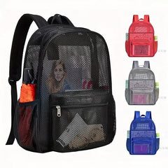 Large Capacity Mesh Backpack Heavy Duty Travel Daypack Preppy School Knapsack
