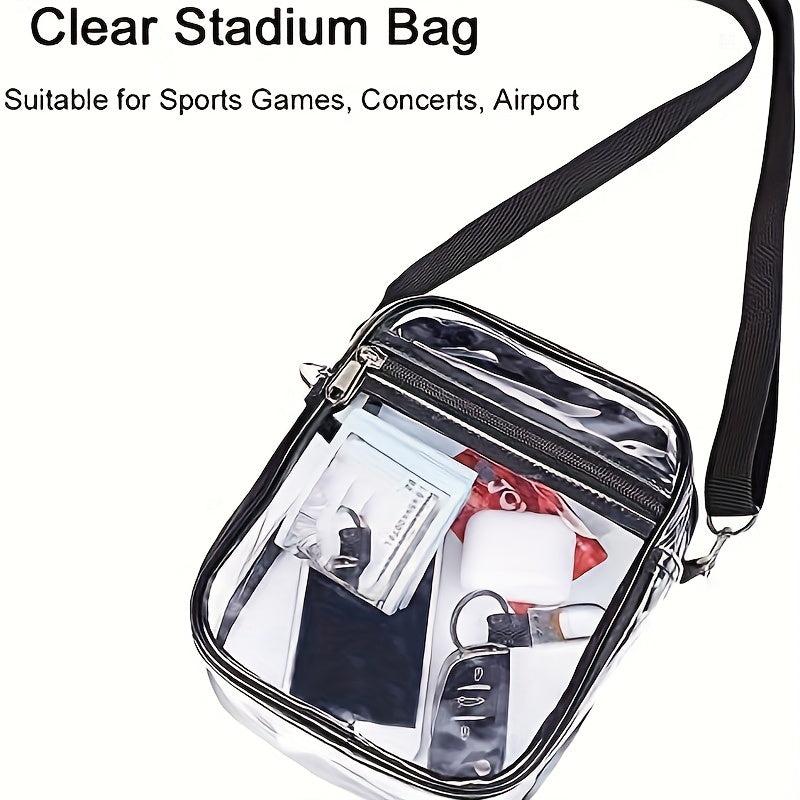 Clear PVC Zipper Shoulder Bag Adjustable Strap Crossbody Bag