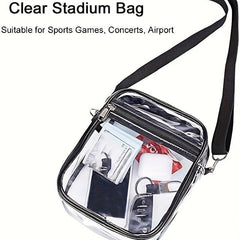 Clear PVC Zipper Shoulder Bag Adjustable Strap Crossbody Bag