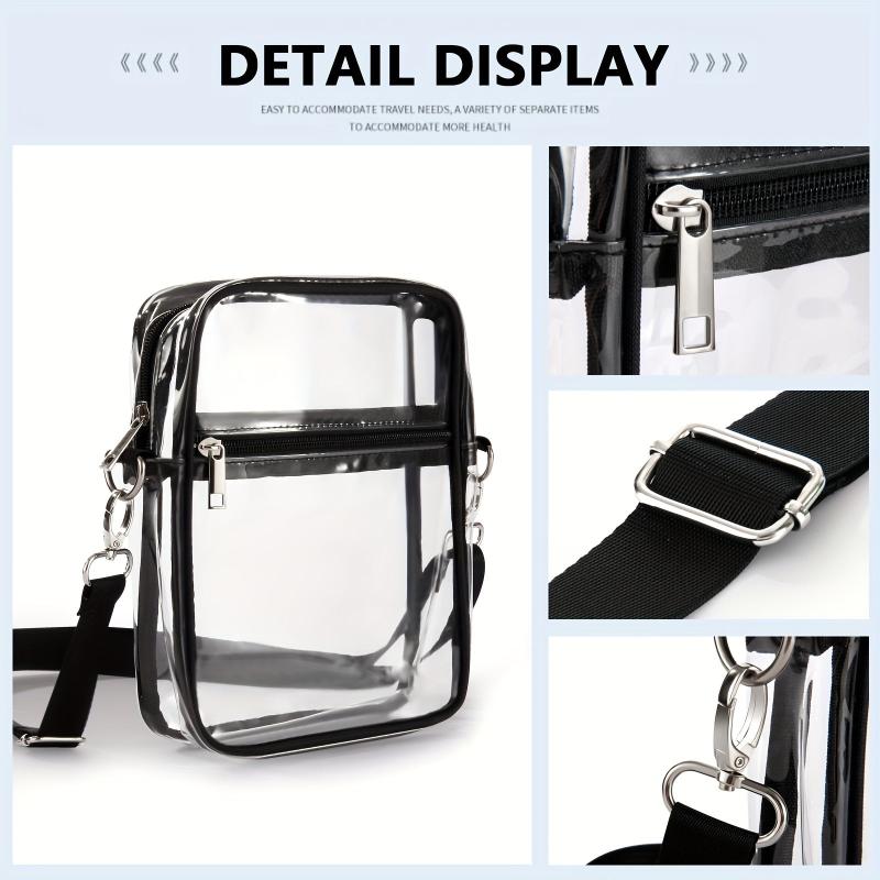 Clear PVC Zipper Shoulder Bag Adjustable Strap Crossbody Bag