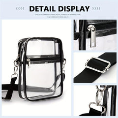 Clear PVC Zipper Shoulder Bag Adjustable Strap Crossbody Bag