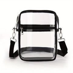 Clear PVC Zipper Shoulder Bag Adjustable Strap Crossbody Bag