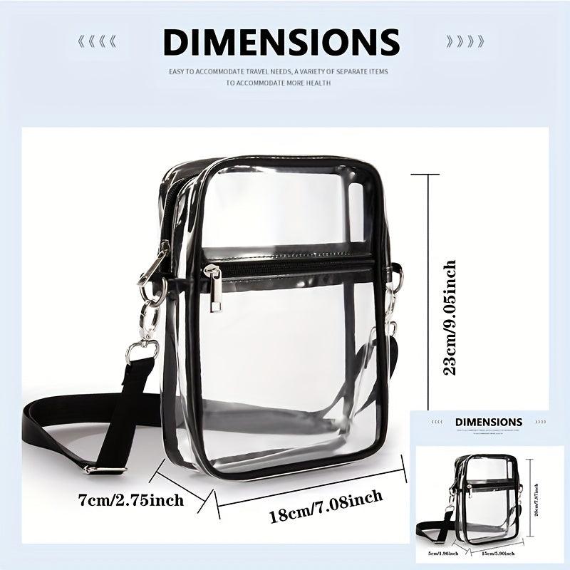 Clear PVC Zipper Shoulder Bag Adjustable Strap Crossbody Bag