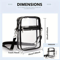 Clear PVC Zipper Shoulder Bag Adjustable Strap Crossbody Bag