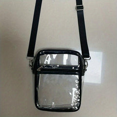Clear PVC Zipper Shoulder Bag Adjustable Strap Crossbody Bag