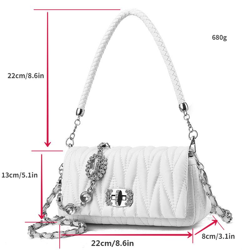 Quilted Ruched Shoulder Bag Chain Crossbody Bag