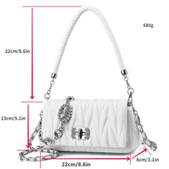 Quilted Ruched Shoulder Bag Chain Crossbody Bag