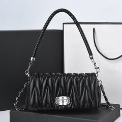Quilted Ruched Shoulder Bag Chain Crossbody Bag