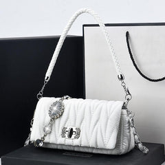 Quilted Ruched Shoulder Bag Chain Crossbody Bag