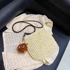 Boho Style Straw Crossbody Bag Hollow Out Shoulder Purse for Summer Beach