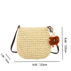 Boho Style Straw Crossbody Bag Hollow Out Shoulder Purse for Summer Beach
