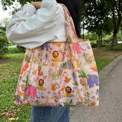 Large Capacity Shopping Tote Bag Nylon Foldable Portable Reusable Grocery Bag