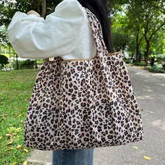 Large Capacity Shopping Tote Bag Nylon Foldable Portable Reusable Grocery Bag