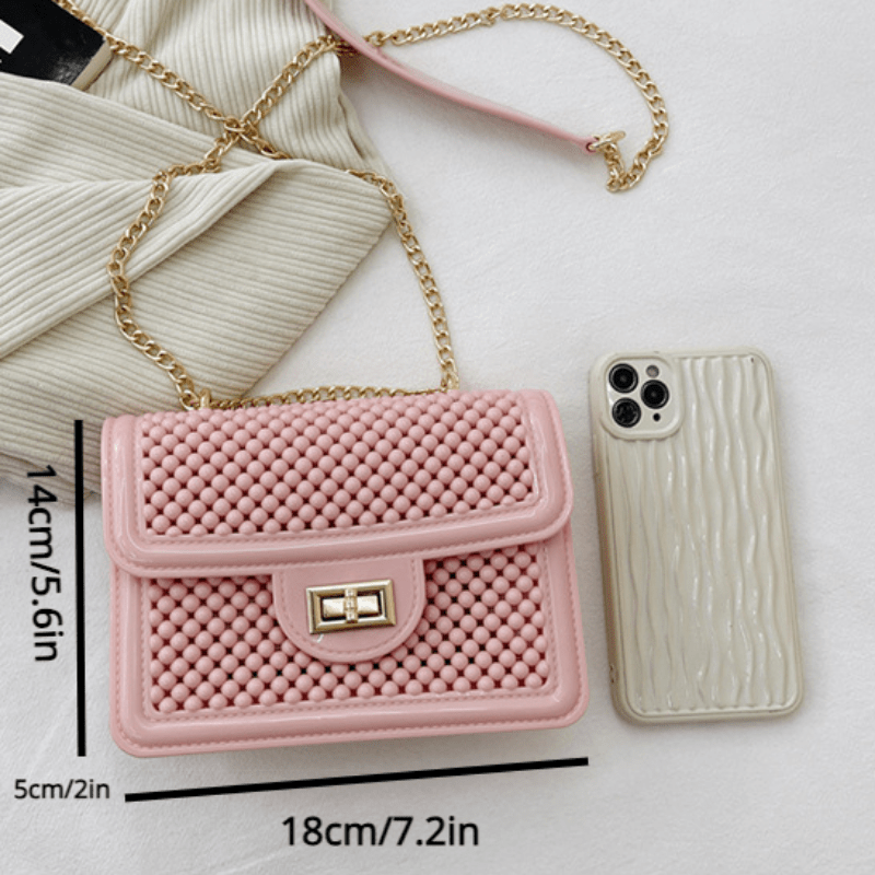 Solid Beaded Square Bag All Match Niche Crossbody Bag