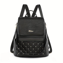 Casual Argyle Pattern Storage Bag Rivets Decor Solid Women's Bag