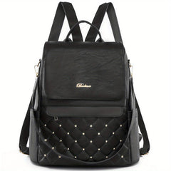 Casual Argyle Pattern Storage Bag Rivets Decor Solid Women's Bag