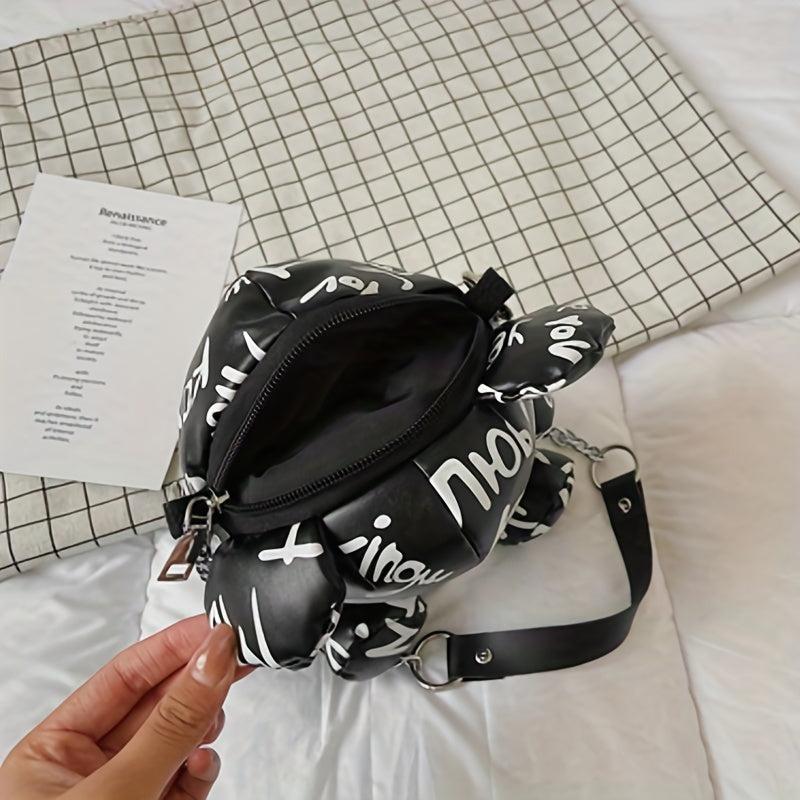 Bear Graffiti Crossbody Bag Chain Shoulder Bag