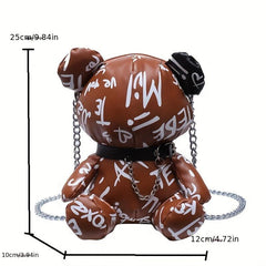 Bear Graffiti Crossbody Bag Chain Shoulder Bag