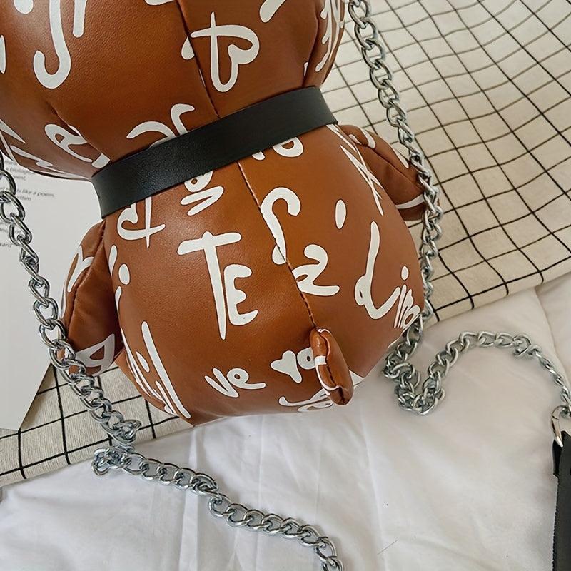 Bear Graffiti Crossbody Bag Chain Shoulder Bag