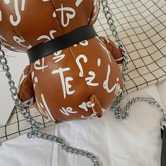 Bear Graffiti Crossbody Bag Chain Shoulder Bag