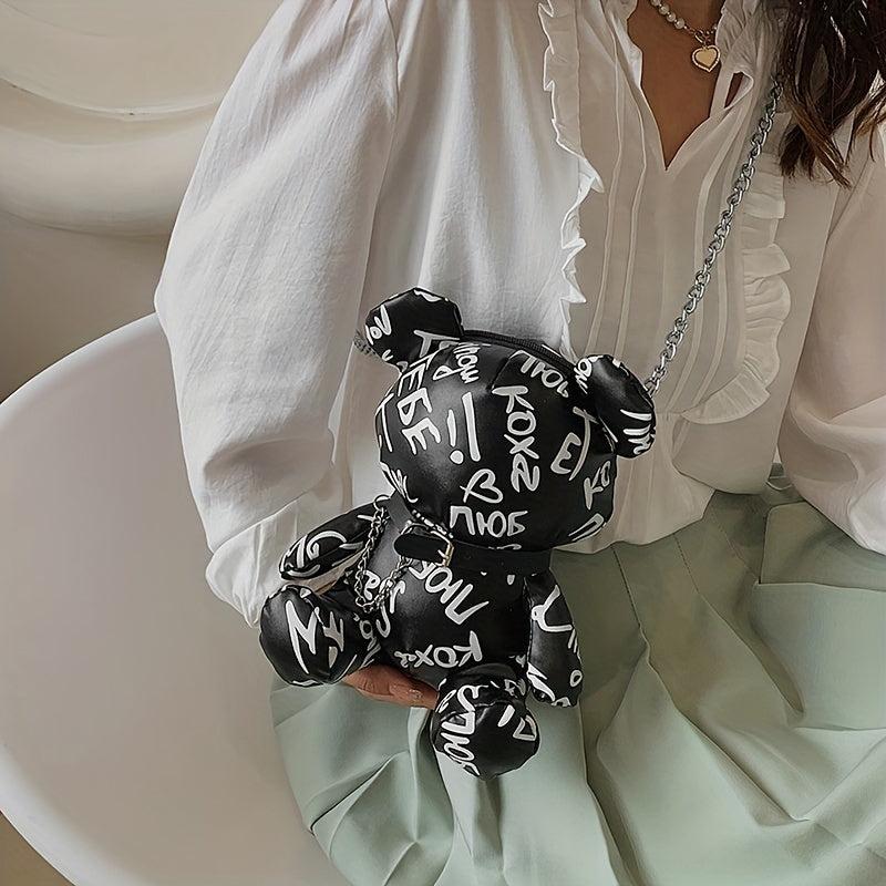 Bear Graffiti Crossbody Bag Chain Shoulder Bag