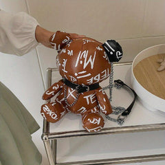 Bear Graffiti Crossbody Bag Chain Shoulder Bag