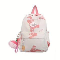 Cartoon Bear Graffiti Print Backpack Large Capacity Student Schoolbag