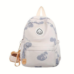 Cartoon Bear Graffiti Print Backpack Large Capacity Student Schoolbag