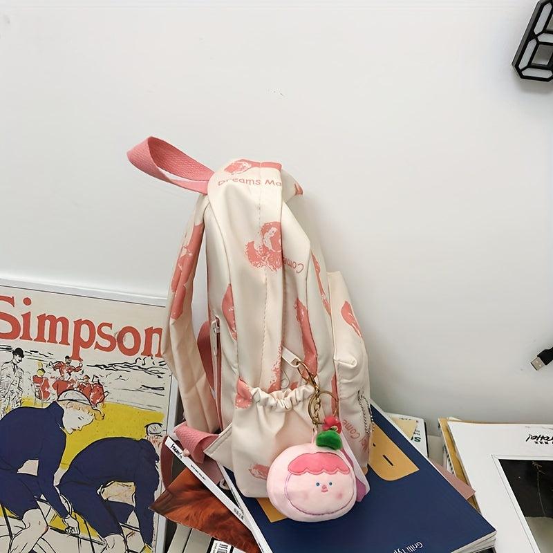 Cartoon Bear Graffiti Print Backpack Large Capacity Student Schoolbag