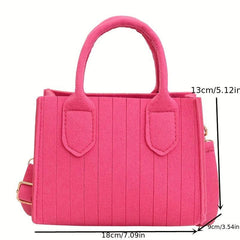Stripes Quilted Felt Handbag Crossbody Bag Small Square Purses
