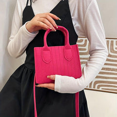Stripes Quilted Felt Handbag Crossbody Bag Small Square Purses