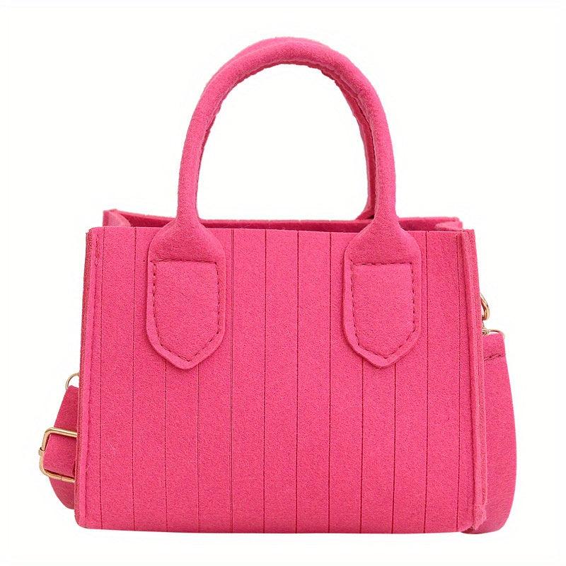 Stripes Quilted Felt Handbag Crossbody Bag Small Square Purses