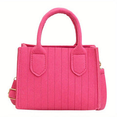 Stripes Quilted Felt Handbag Crossbody Bag Small Square Purses