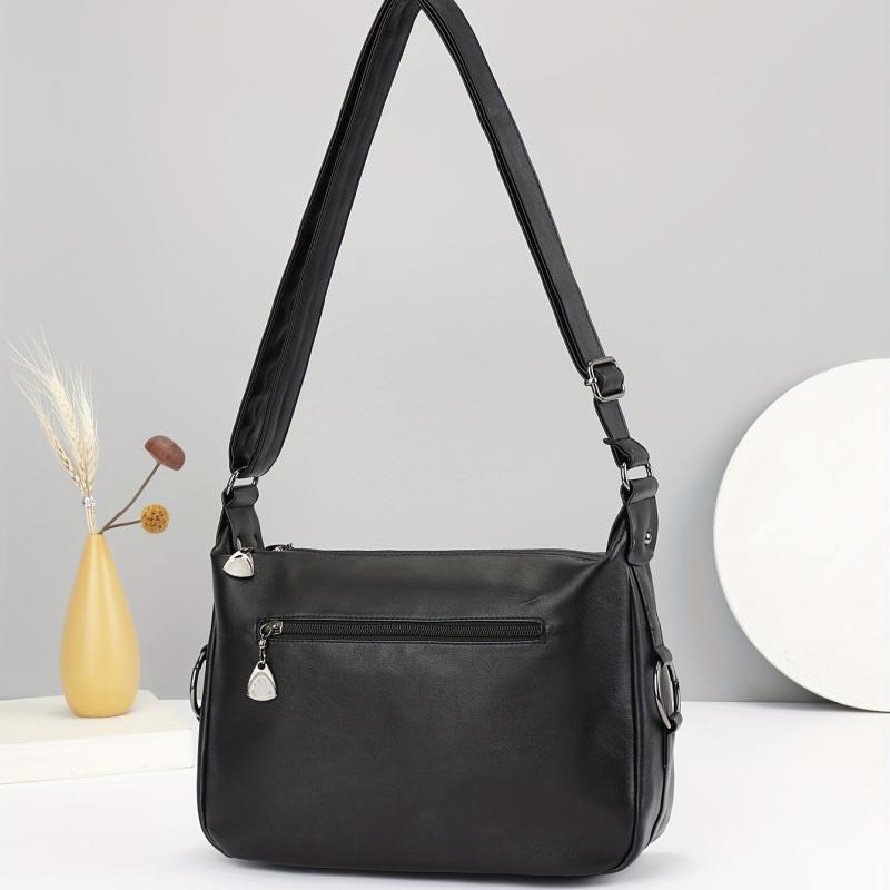 Casual Minimalist Shoulder Bag Solid Zipper Underarm Bag For Women