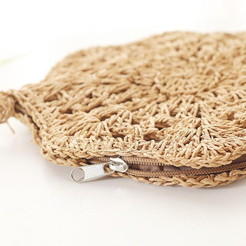 Straw Beach Round Handbag Women's Shoulder Bag Crossbody Purse