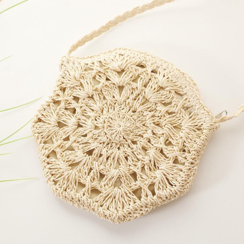 Straw Beach Round Handbag Women's Shoulder Bag Crossbody Purse