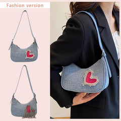 Y2K Heart Tassel Shoulder Bag for Cowgirl Style
